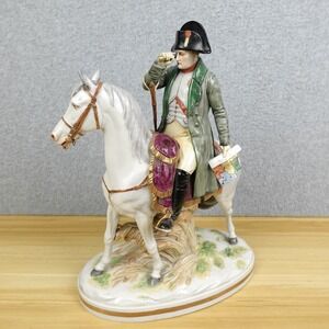 Vintage Capodimonte Napoleon Horse Porcelain Statue 12" Model 3607 Crown N Mark